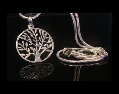 Tree of Life Necklace Pendant Sterling Silver in Circular Band