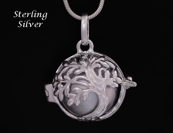Chiming Tree of Life Necklace Pendant, 925 Sterling Silver - Click Image to Close