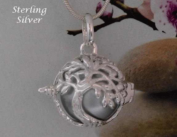 Chiming Tree of Life Necklace Pendant, 925 Sterling Silver - Click Image to Close