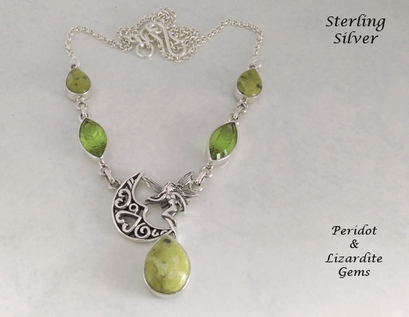 Stunning Necklace Sterling Silver with Peridot Gemstones