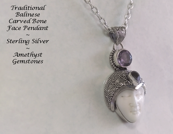 Sterling Silver Goddess Pendant with Amethyst Gemstones