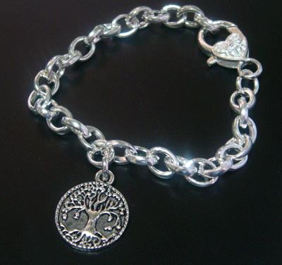 Tree of Life Bracelet, Silver Chain with Antique Style Pendant