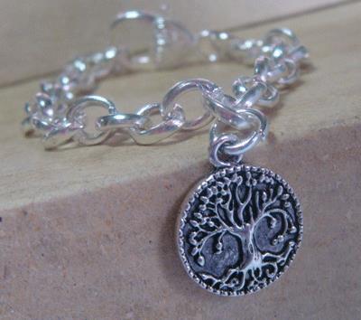 Tree of Life Bracelet, Silver Chain with Antique Style Pendant - Click Image to Close