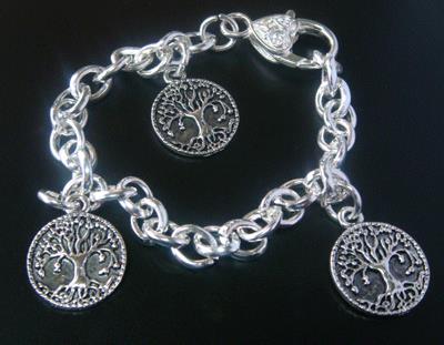 Tree of Life Bracelet with 3 Tree of Life Charms & Silver Chain