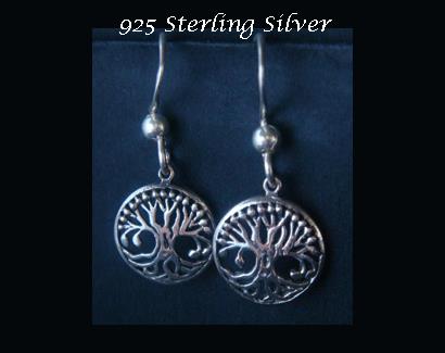 Tree Of Life Earrings Celtic Design | Sterling Silver | 12mm - Click Image to Close