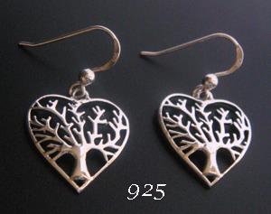 Tree of Life Earrings, Sterling Silver, Heart Shape Celtic Tree