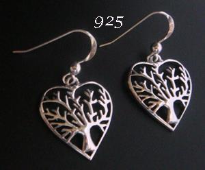 Tree of Life Earrings, Sterling Silver, Heart Shape Celtic Tree - Click Image to Close