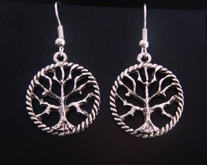 Tree of Life Earrings Celtic Design Tree with Antique Finish - Click Image to Close