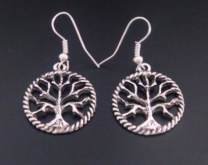 Tree of Life Earrings Celtic Design Tree with Antique Finish - Click Image to Close