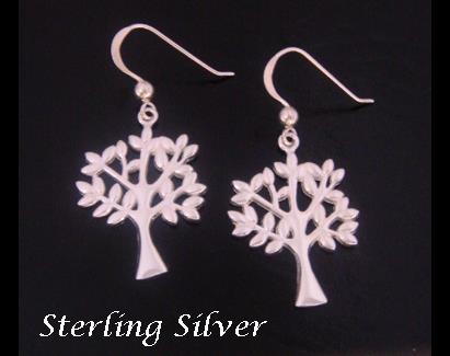 Tree of Life Earrings, 925 Sterling Silver Highly Polished Tree