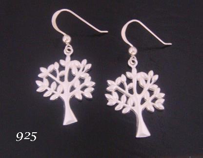Tree of Life Earrings, 925 Sterling Silver Highly Polished Tree - Click Image to Close