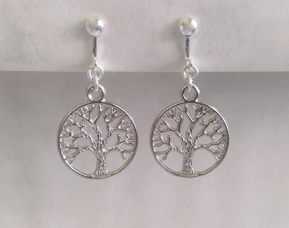 Tree of Life Clip On Earrings with Tibetan Silver Celtic Tree - Click Image to Close