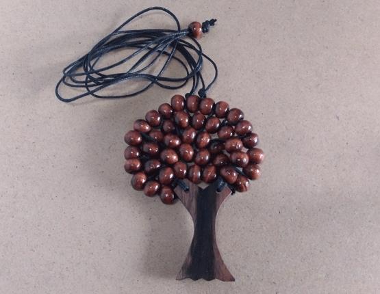 Tree of Life Necklace, Natural Wood Trunk and Wooden Beads - Click Image to Close