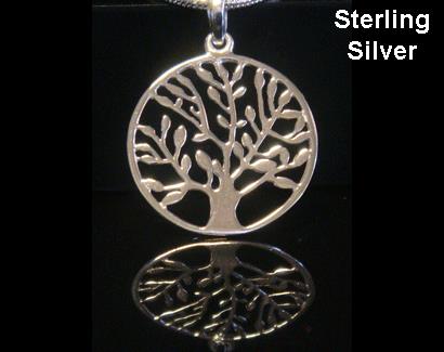 Tree of Life Necklace Pendant Sterling Silver in Circular Band