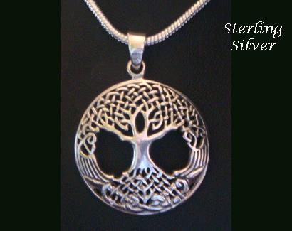 Tree Of Life Necklace Pendant Celtic Design - Sterling Silver - Click Image to Close
