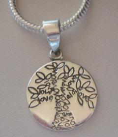 Tree of Life Necklace Pendant, Sterling Silver, Engravable - Click Image to Close