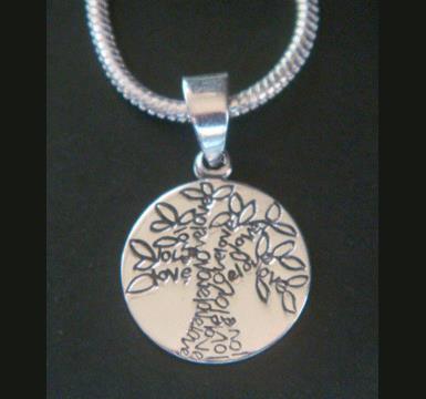 Tree of Life Necklace Pendant, Sterling Silver, Engravable