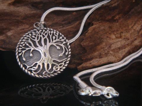 Stunning Celtic Design Tree of Life Pendant, Convex & Engravable - Click Image to Close