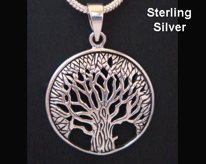Tree of Life Necklace Pendant 20mm Sterling Silver, Large Trunk