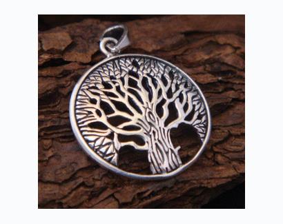 Tree of Life Necklace Pendant 20mm Sterling Silver, Large Trunk - Click Image to Close