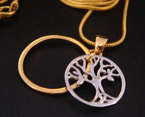 Gold Vermeil Sterling Silver Tree of Life Necklace Pendant - Click Image to Close
