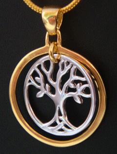 Gold Vermeil Sterling Silver Tree of Life Necklace Pendant - Click Image to Close