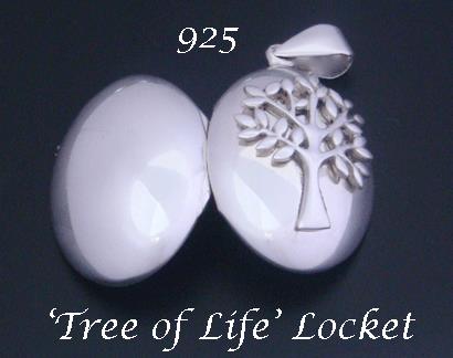 Tree of Life Locket, 925 Silver with 925 Tree of Life Pendant - Click Image to Close