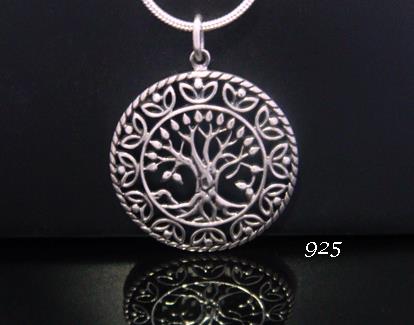 Sterling Silver Tree of Life Necklace Celtic Design Domed - Click Image to Close
