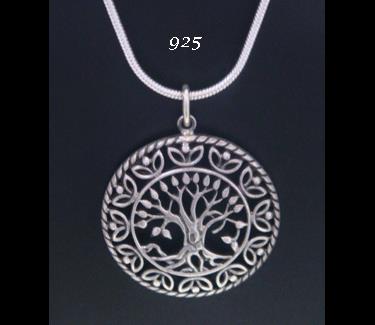 Sterling Silver Tree of Life Necklace Celtic Design Domed - Click Image to Close