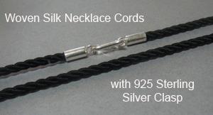 Woven Silk Necklace Cord 90cm 36 inch with 925 Silver Clasp